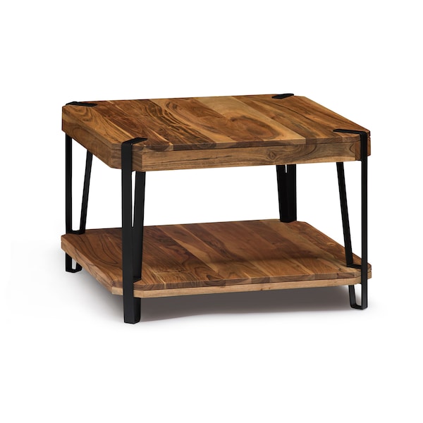 Alaterre Furniture Ryegate Natural Live Edge Solid Wood with Metal Square Coffee Table, Natural AWCC1320 - main